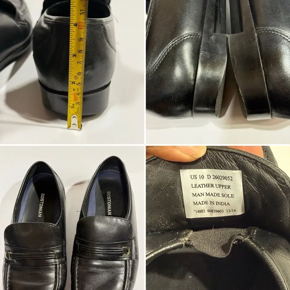 Bostonian Men's Prescott Slip-on Black Leather Loafers size 10 D